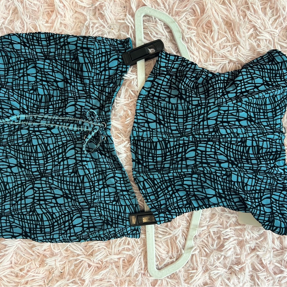 Stylish Blue Patterned Mini Dress